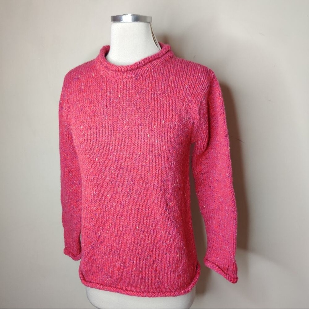 Relaxed Crewneck Sweater in Deep Berry Pink - Picture 5 of 11